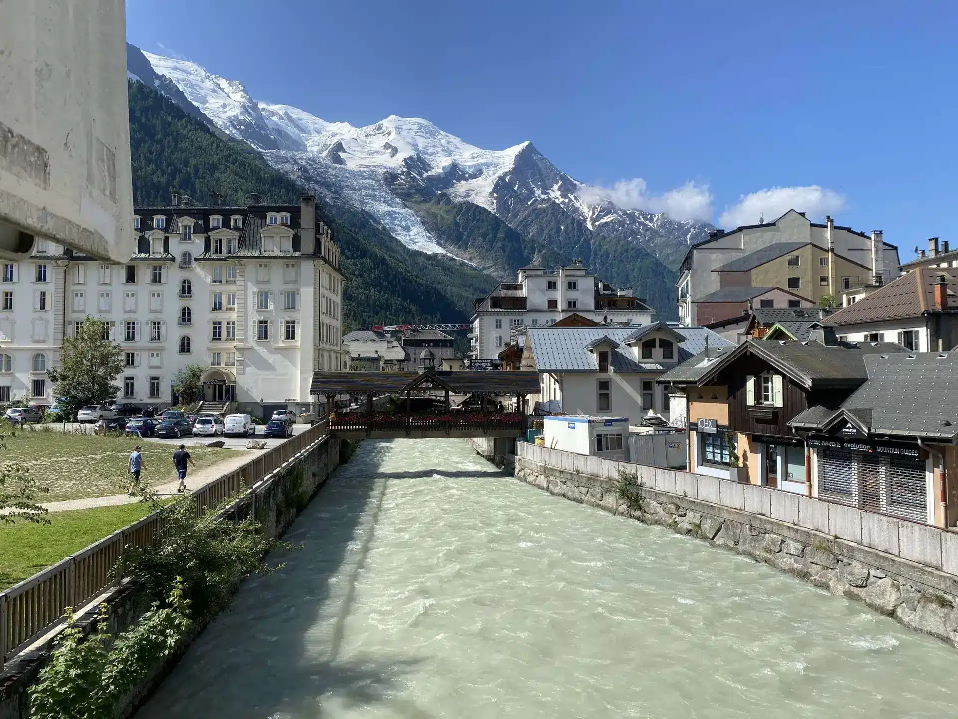 Chamonix alpine village beneath the mountains